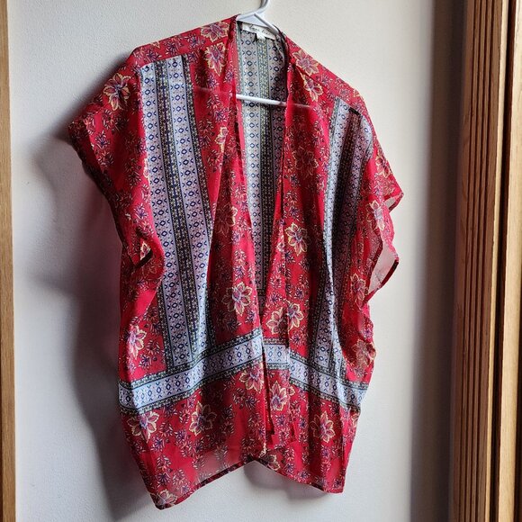 Love Tree Sheer Red Bohemian Style Open Blouse Size Small - Picture 4 of 15